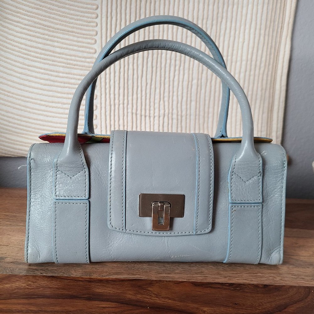 Small Blue Leather Nordstrom Tote Bag
